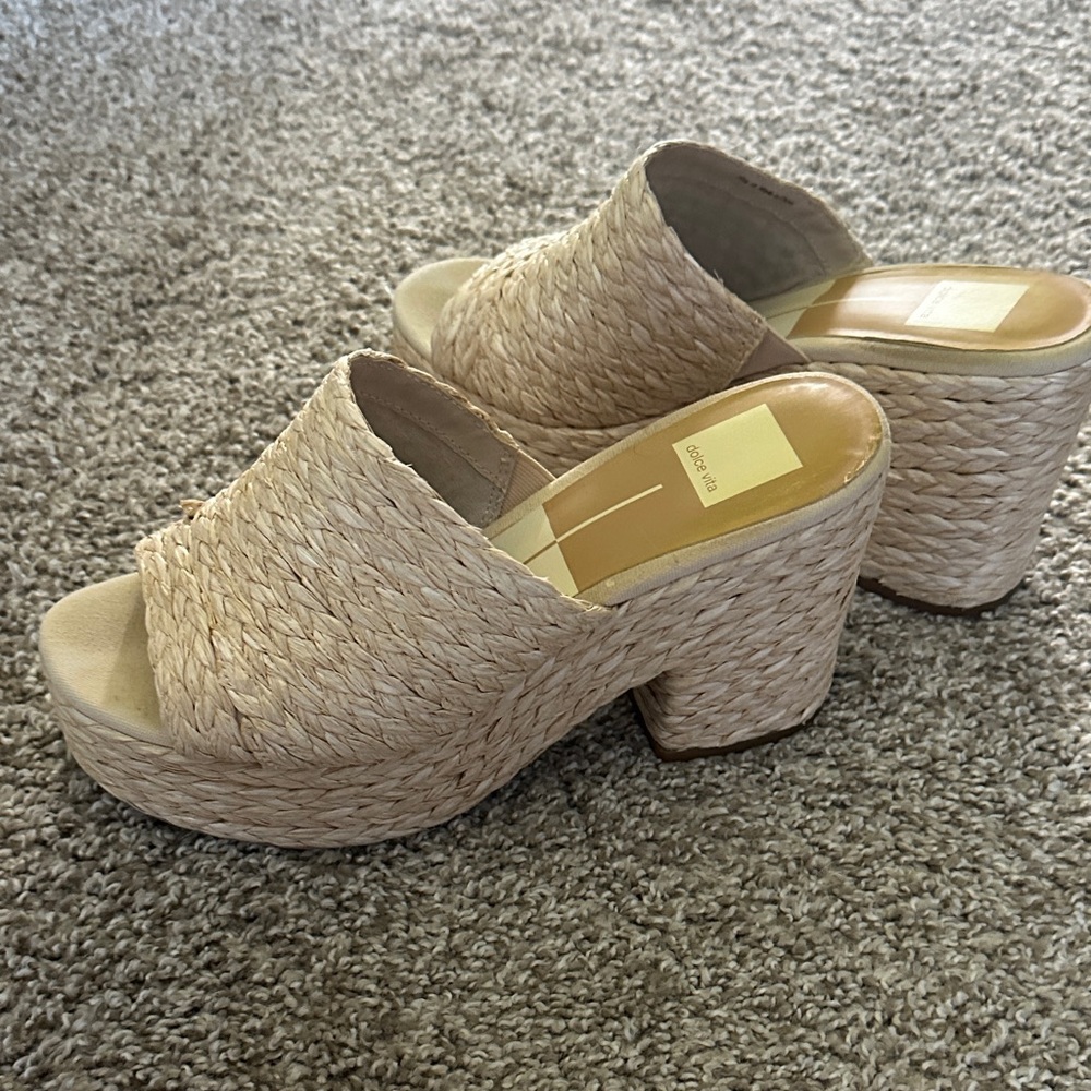 Women's Dolce Vita Tan Woven Platform Mules